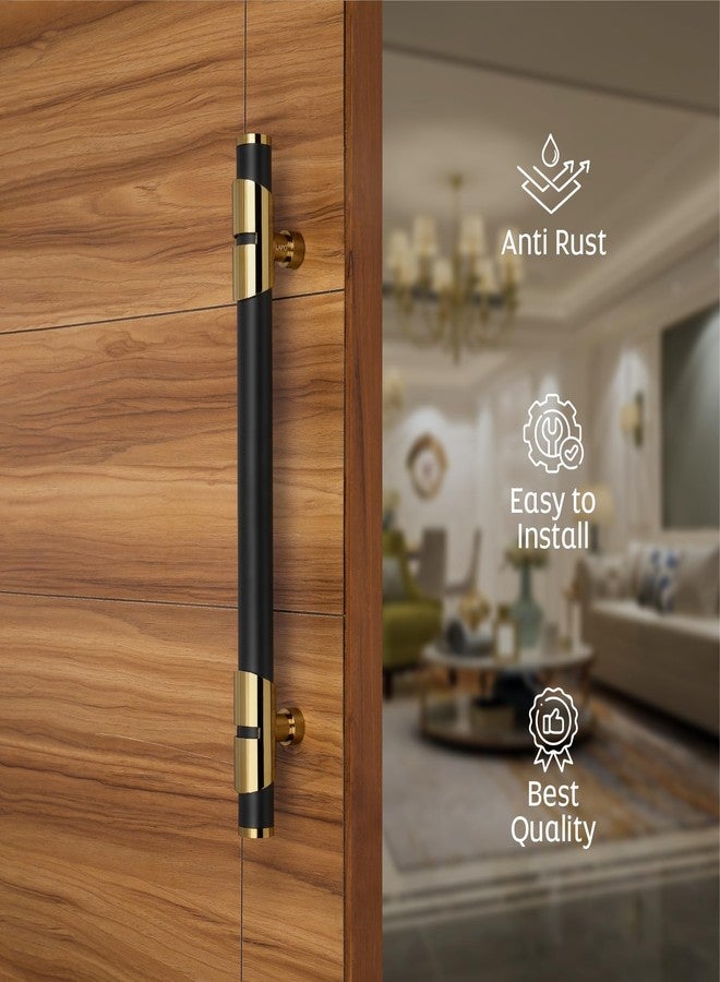 LAPO Door Handle for Main Door 24 inch, Wooden & Glass Door Handle, Door Pull Push Handle,Stainless Steel Pipe and Brass Base-Pack of 1 | Black-Gold Finish | 3 Years Warranty - Image 4